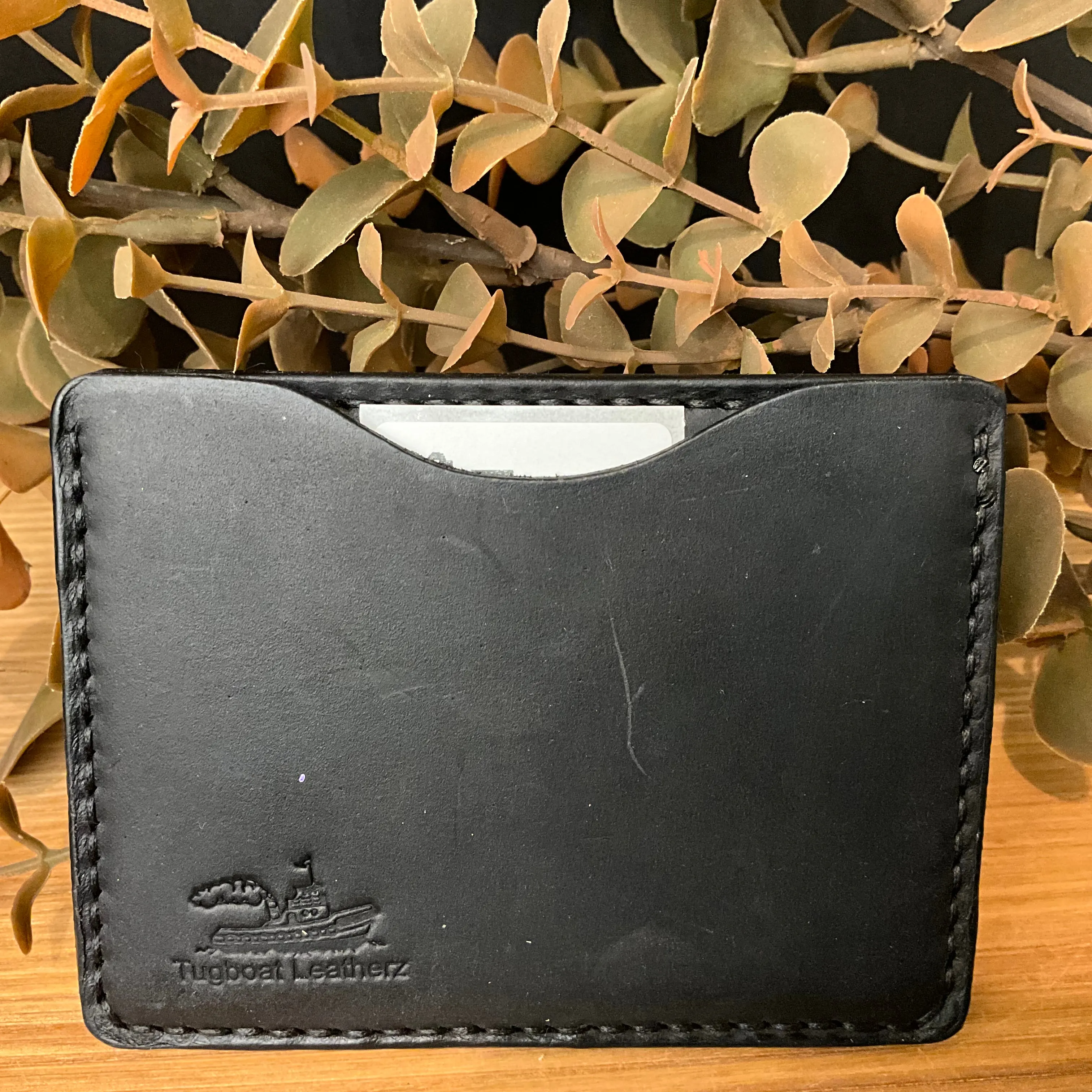 Minimalist Handcrafted Leather Card Wallet Black