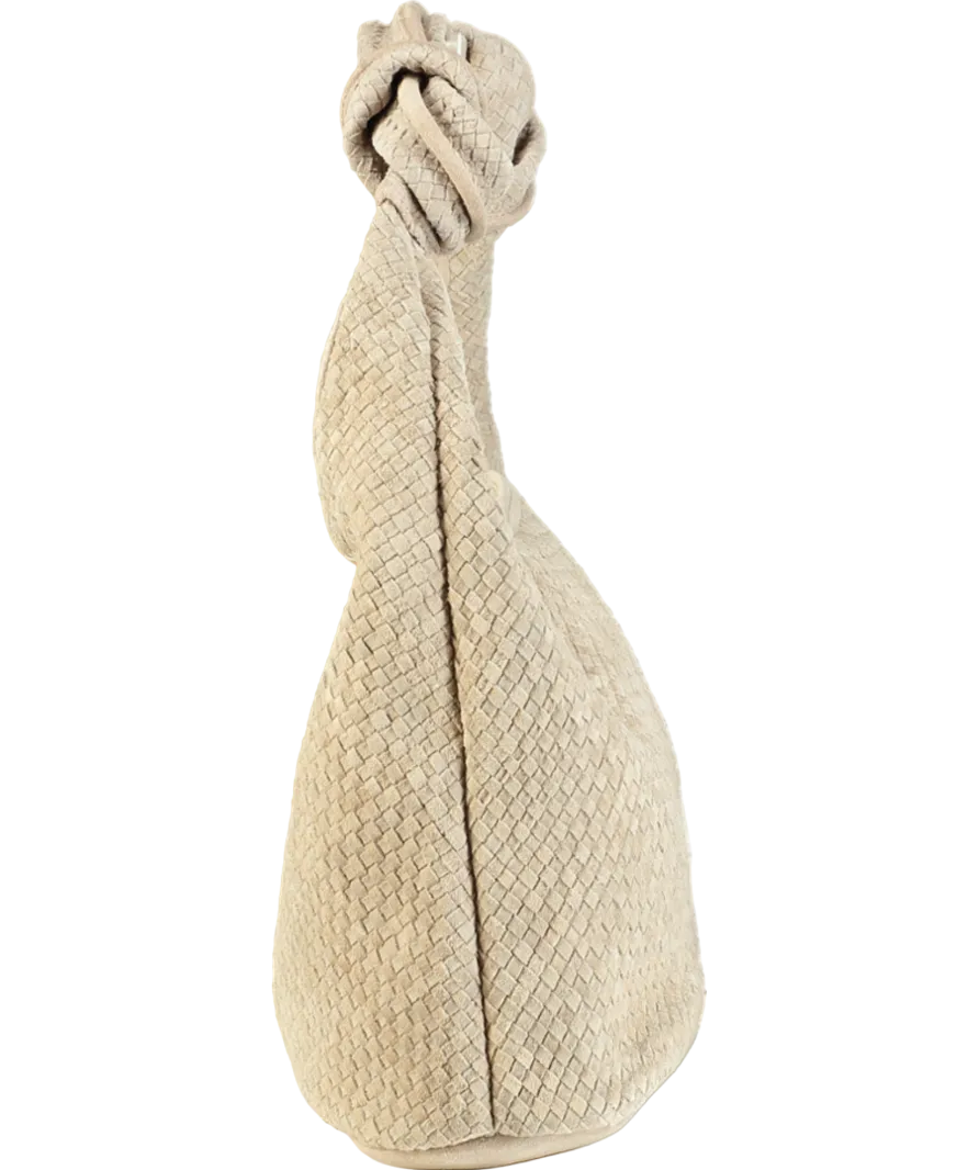 Mint Velvet Beige Woven Knot Handle Shoulder Bag
