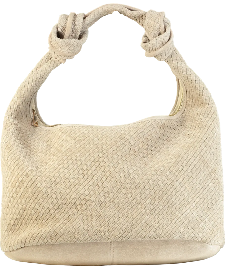 Mint Velvet Beige Woven Knot Handle Shoulder Bag