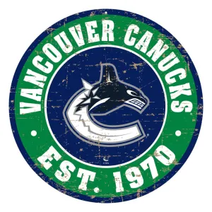 Mustang NHL Distressed Round Sign - Vancouver Canucks