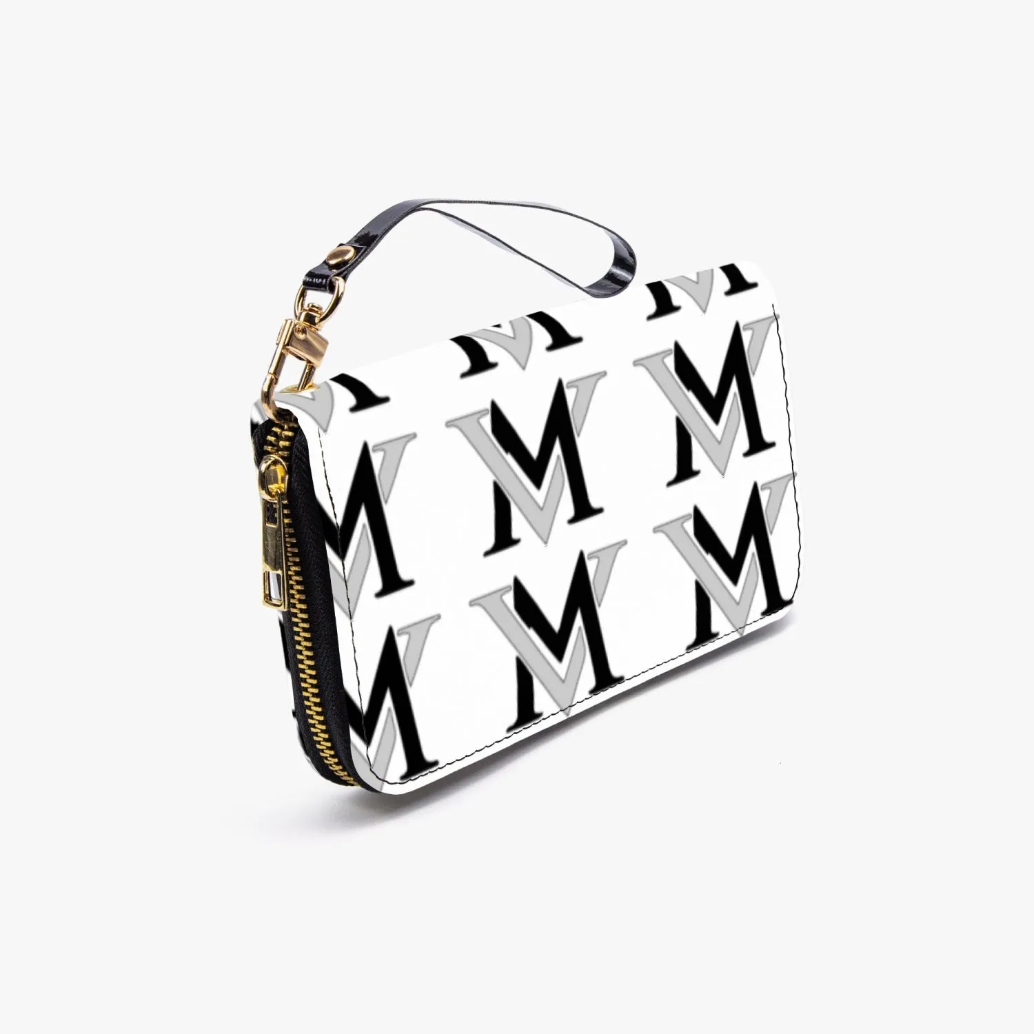 MyVybz Leather Strap Clutch Purse BLK and Silver