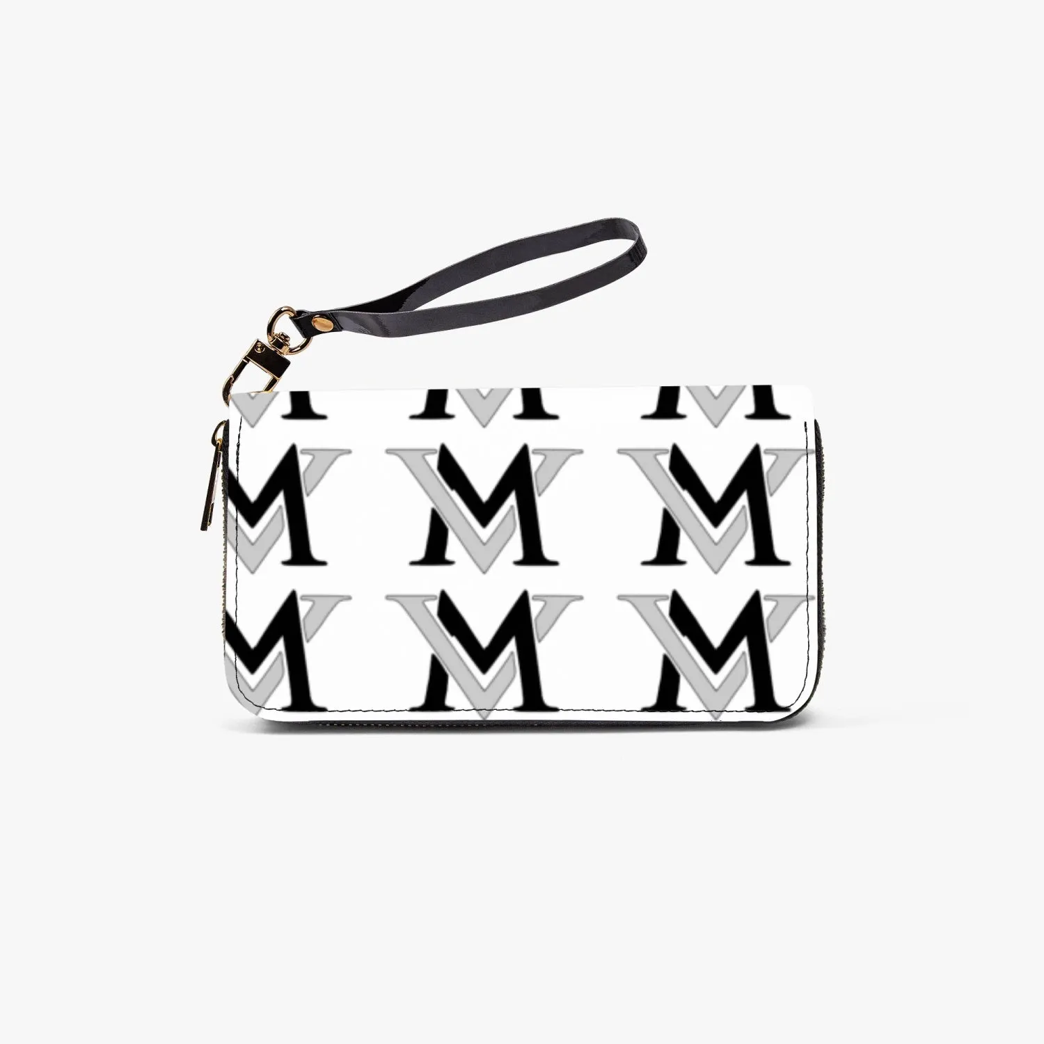 MyVybz Leather Strap Clutch Purse BLK and Silver