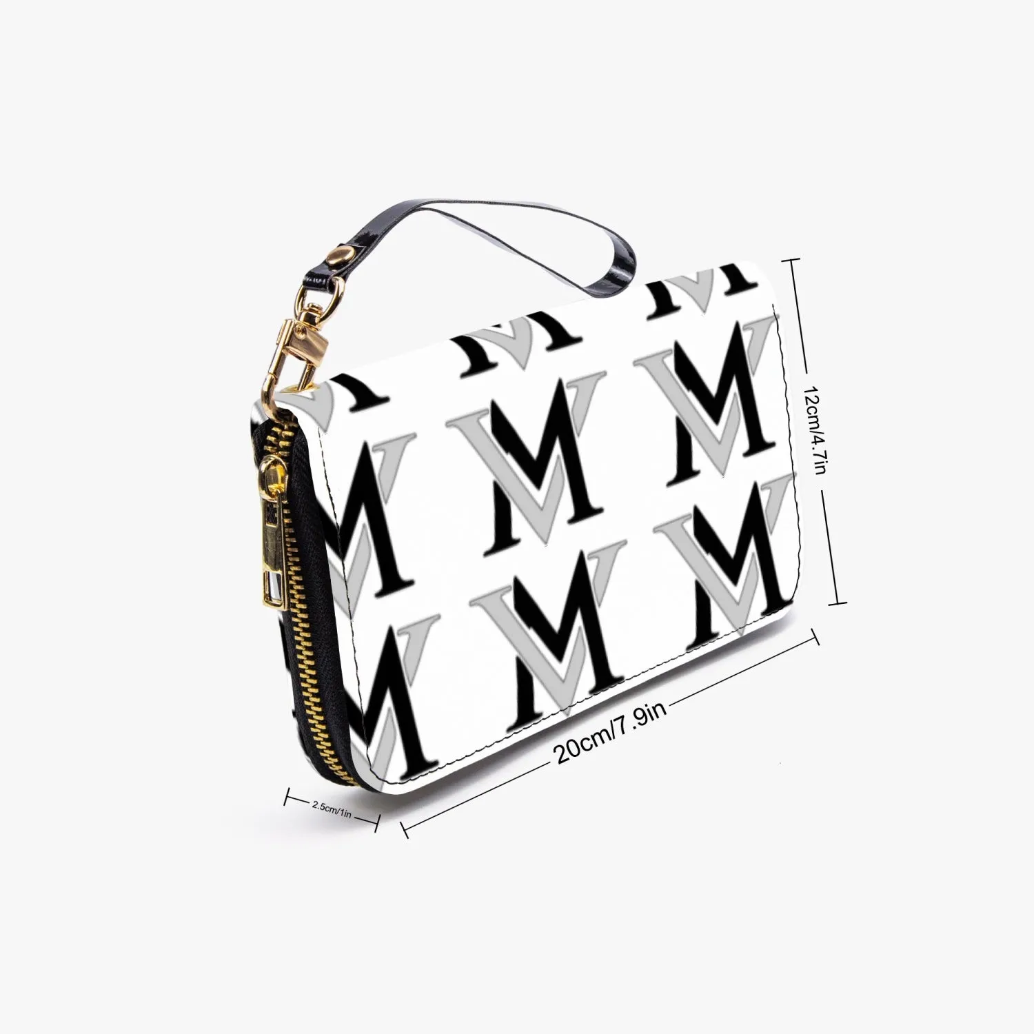MyVybz Leather Strap Clutch Purse BLK and Silver