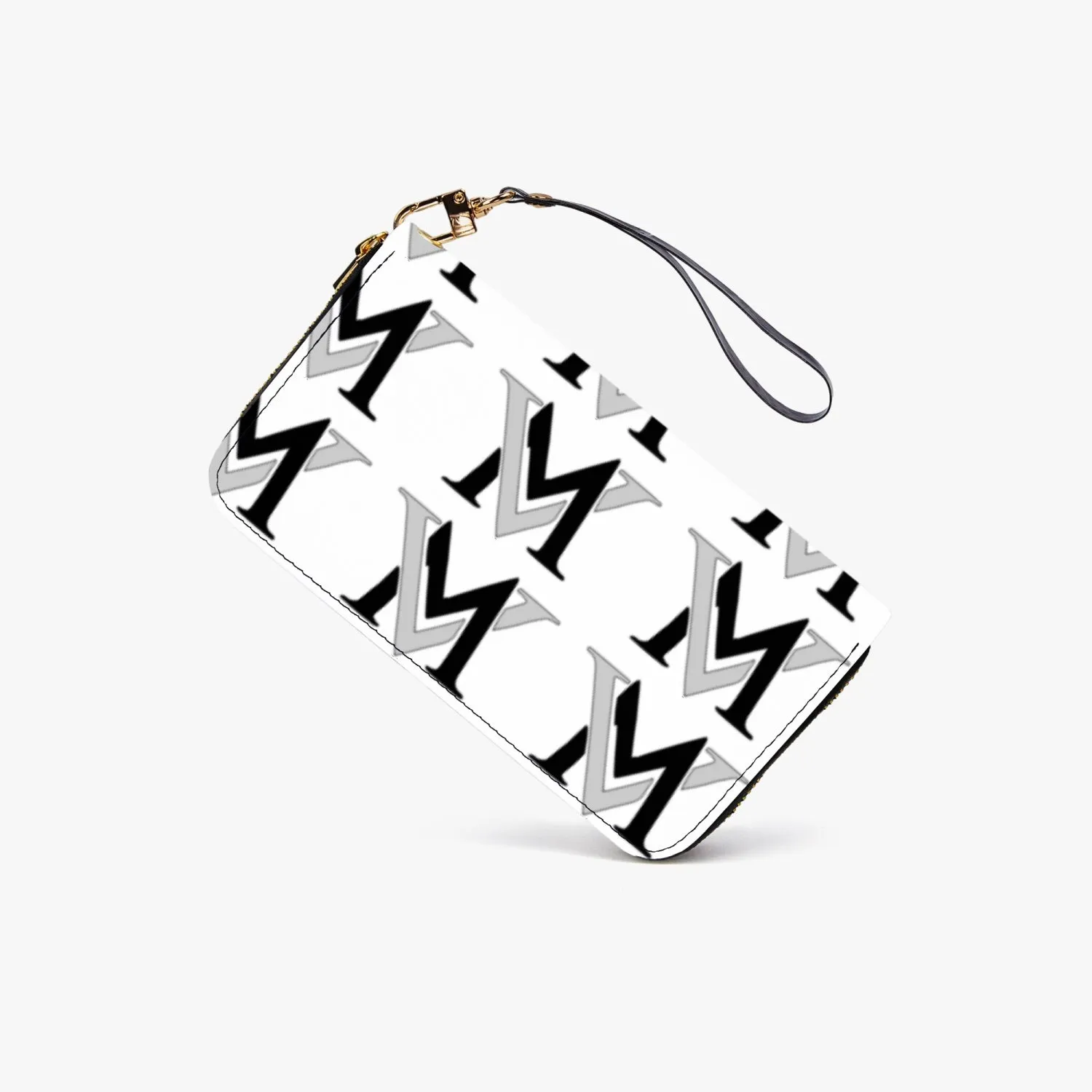 MyVybz Leather Strap Clutch Purse BLK and Silver
