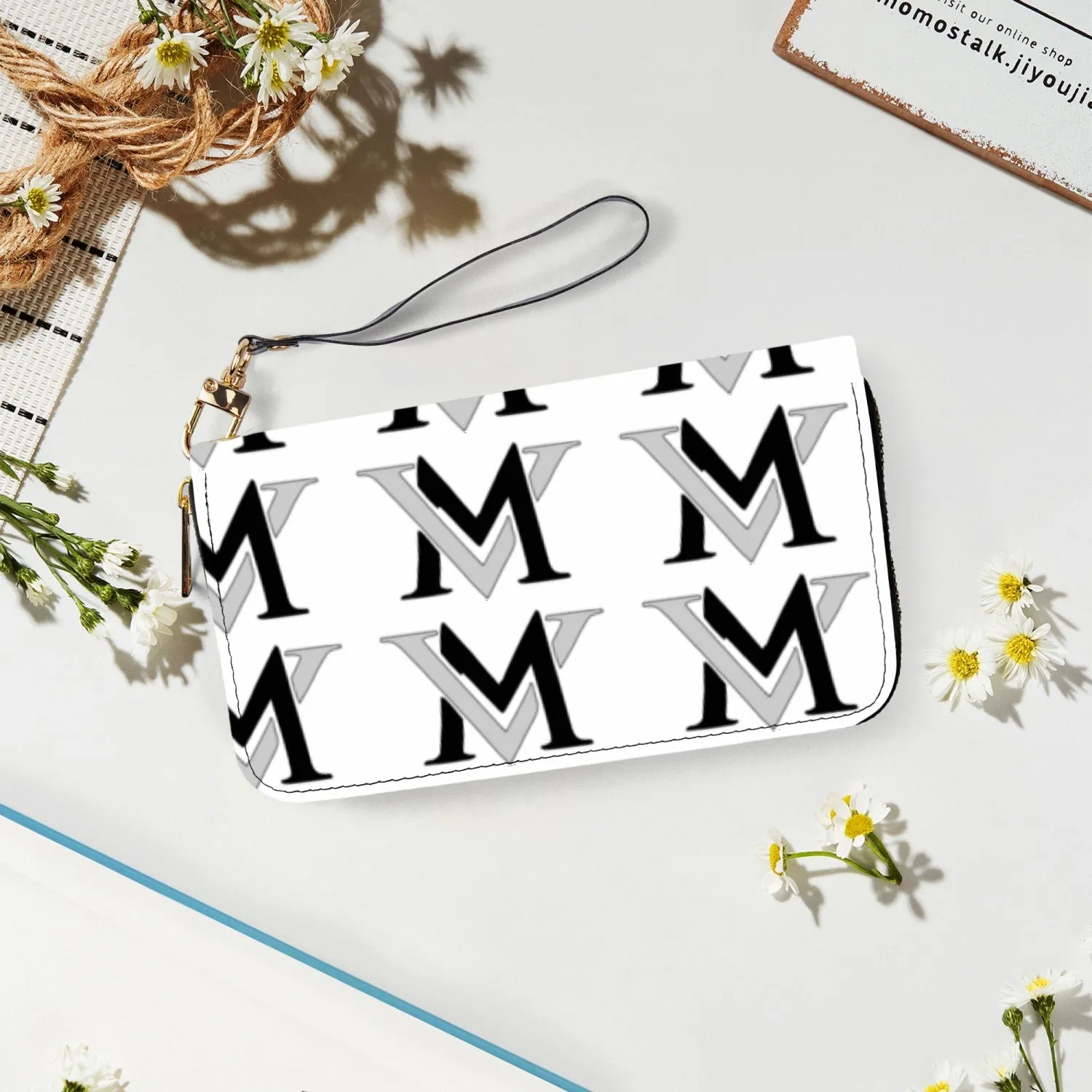 MyVybz Leather Strap Clutch Purse BLK and Silver