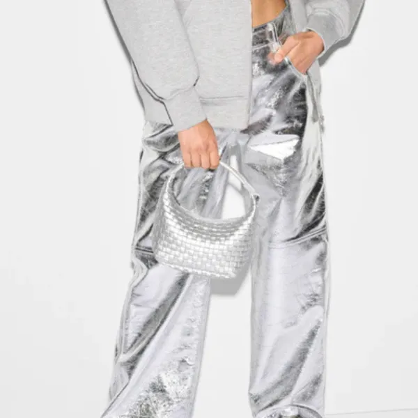 MZ Wallace Mini Woven Hobo in Matte Silver