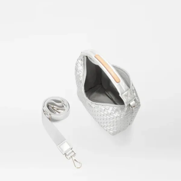 MZ Wallace Mini Woven Hobo in Matte Silver
