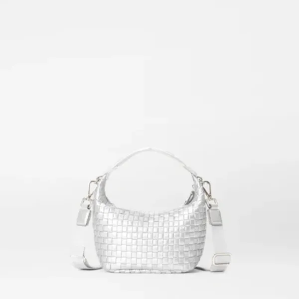 MZ Wallace Mini Woven Hobo in Matte Silver