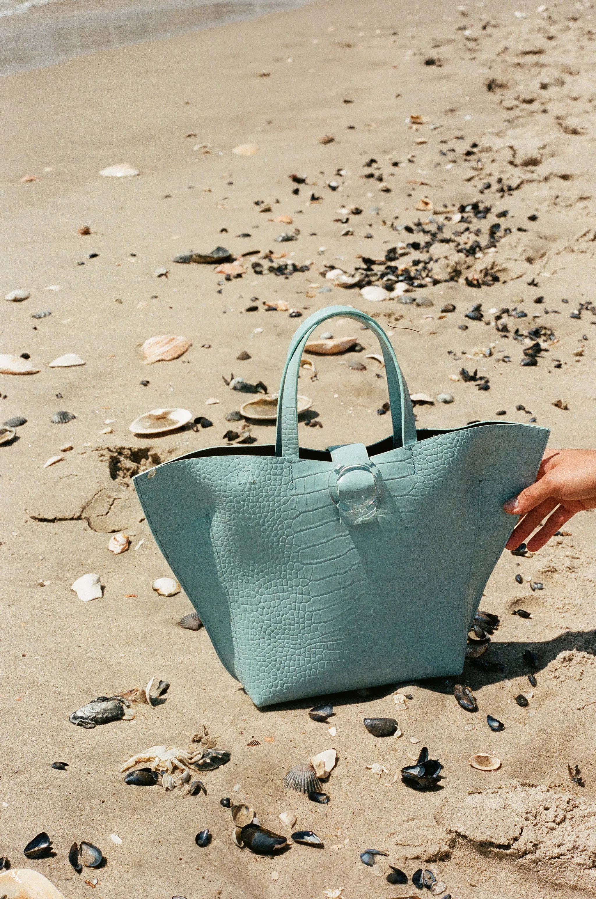 Nº50 Shell Tote - Pale Blue Croc