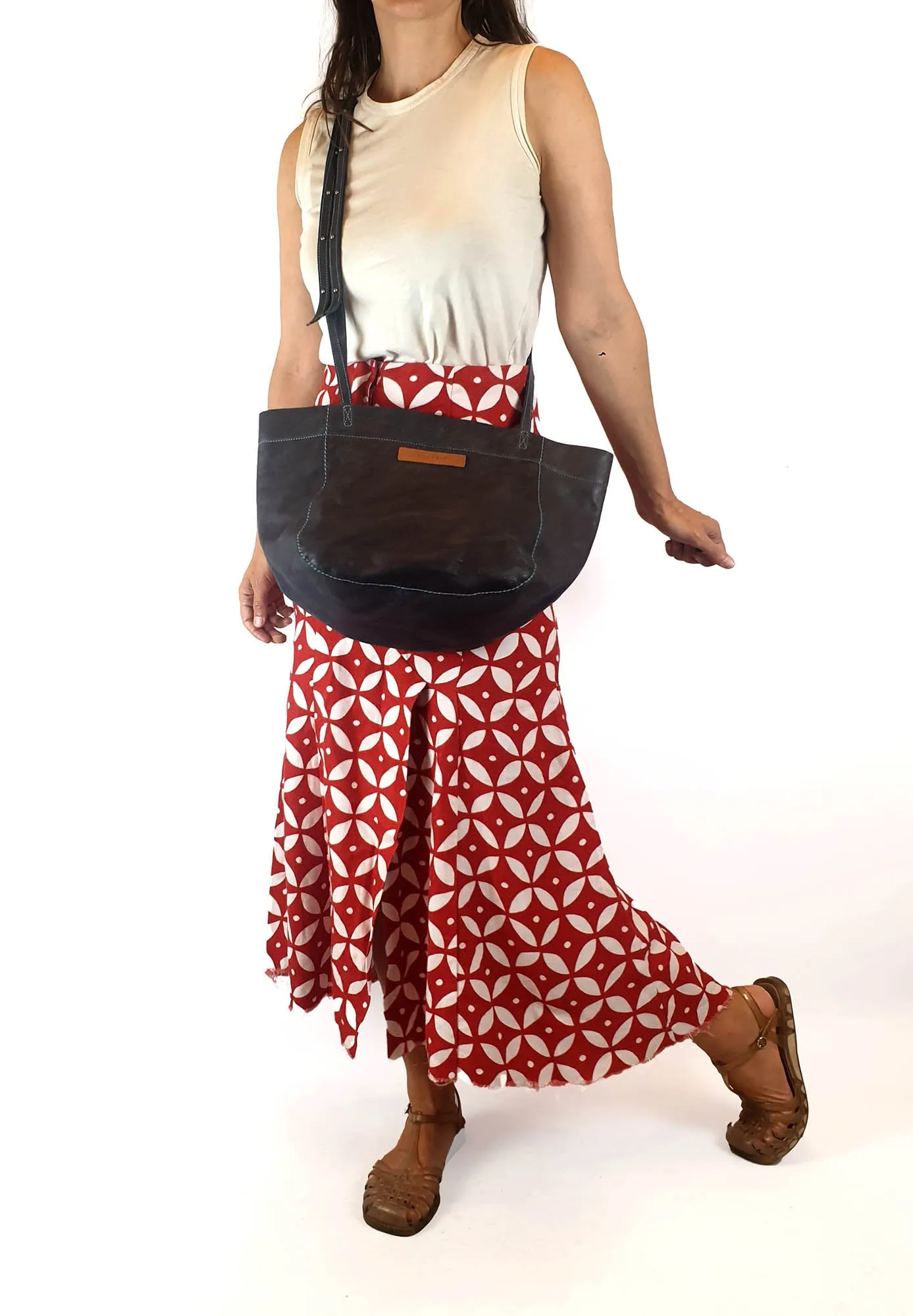 Nancybird dark grey leather bag with adjustable straps