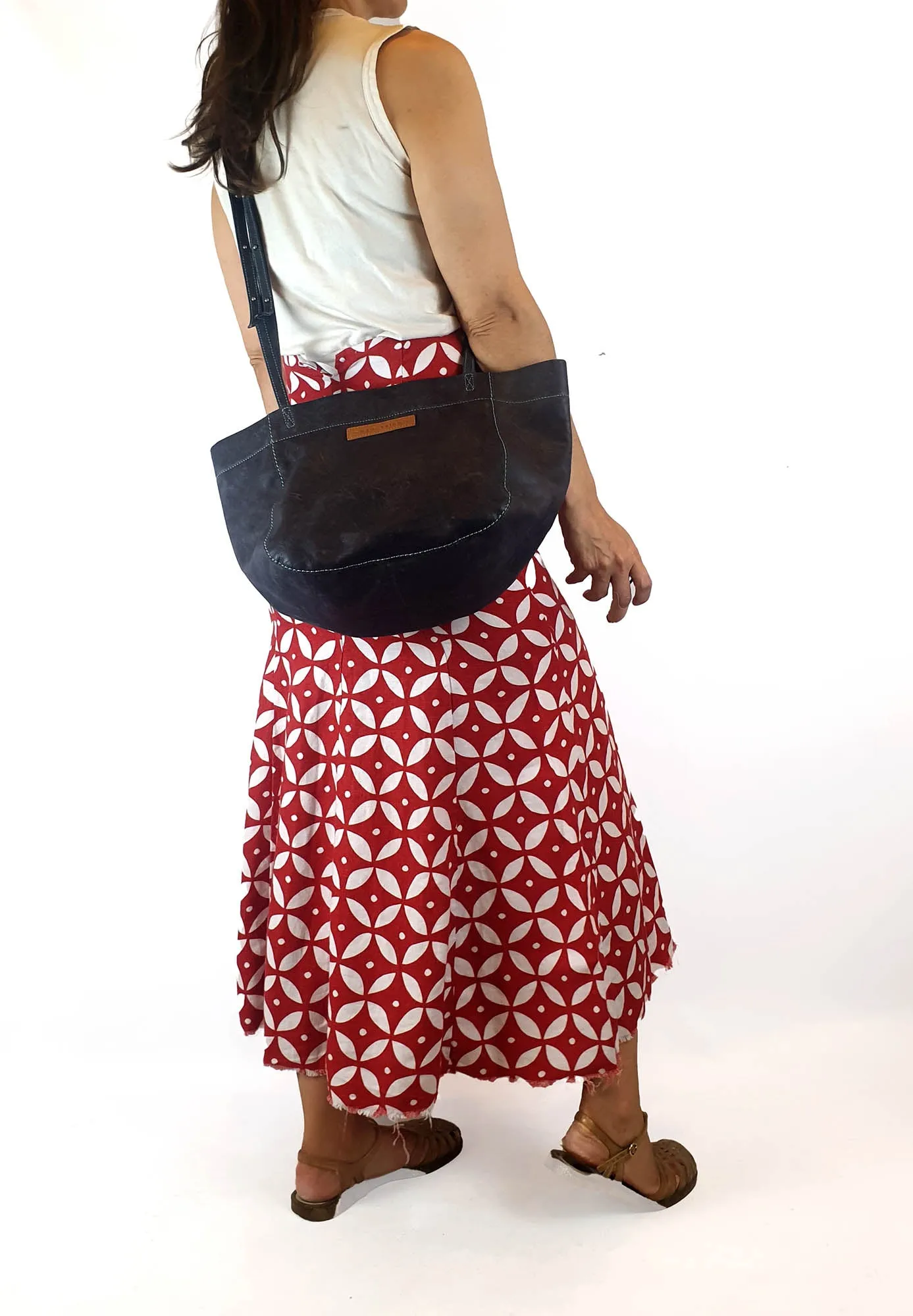 Nancybird dark grey leather bag with adjustable straps