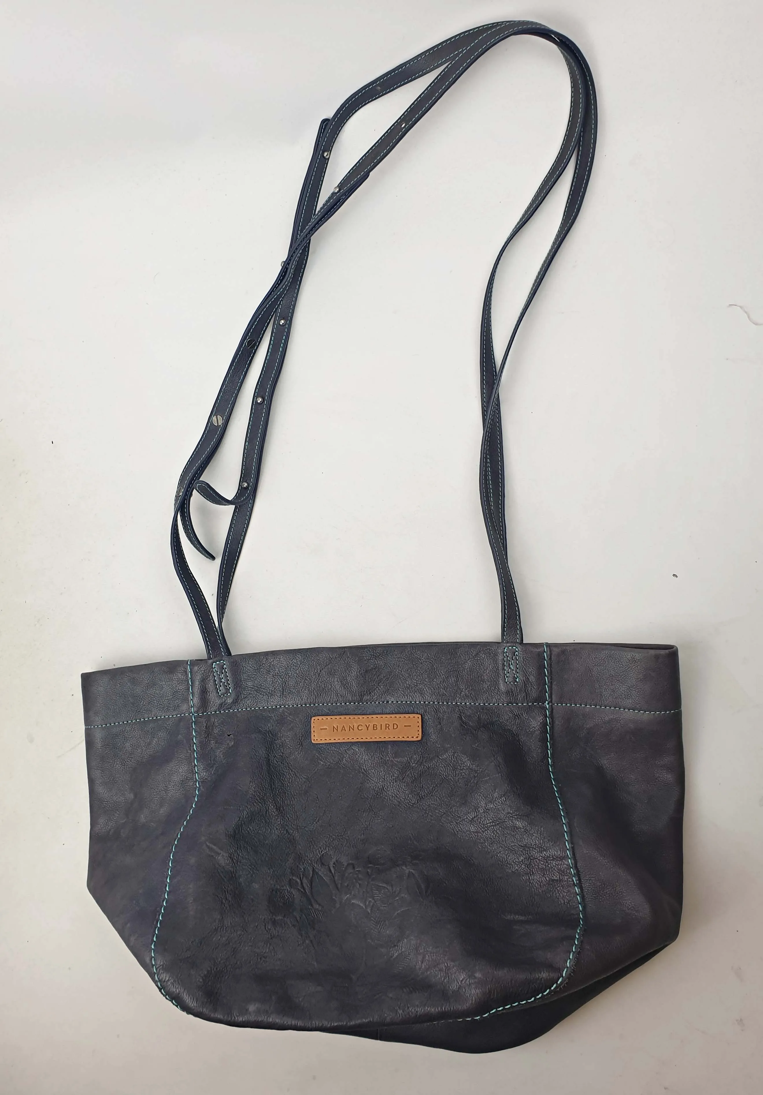 Nancybird dark grey leather bag with adjustable straps