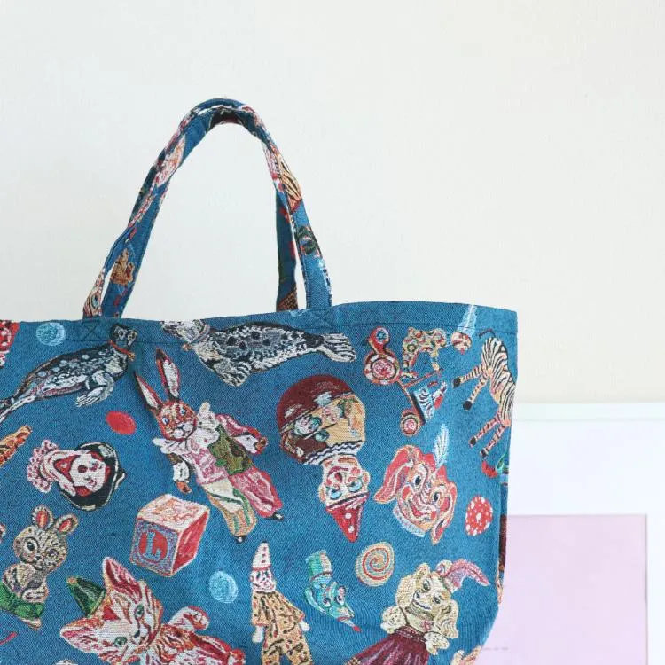 NATHALIE LETE CIRCUS BIG TOTE BAG *BLUE