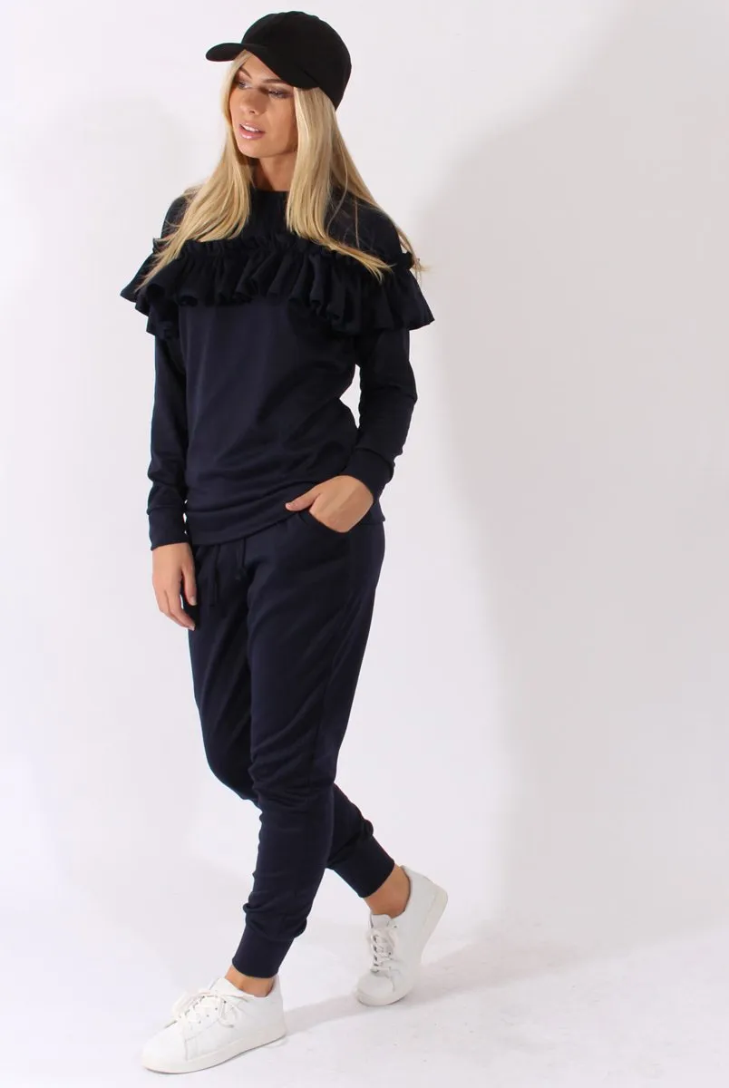 Navy Frill Layer Tracksuit - Tawney