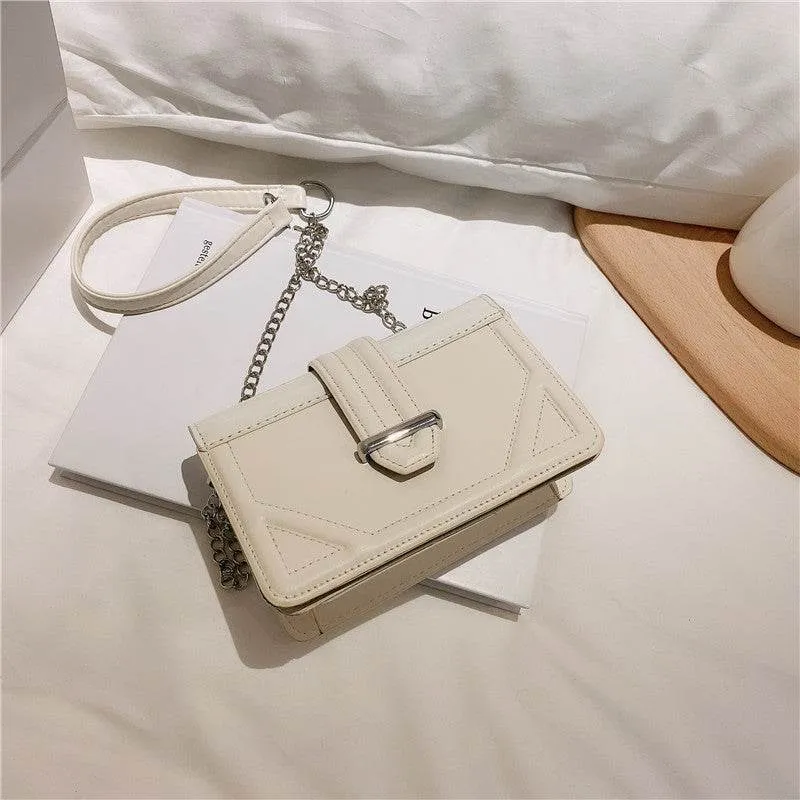 Net red small bag new fashion texture slung women's bag versatile autumn and winter fashion thick chain one shoulder small square bag