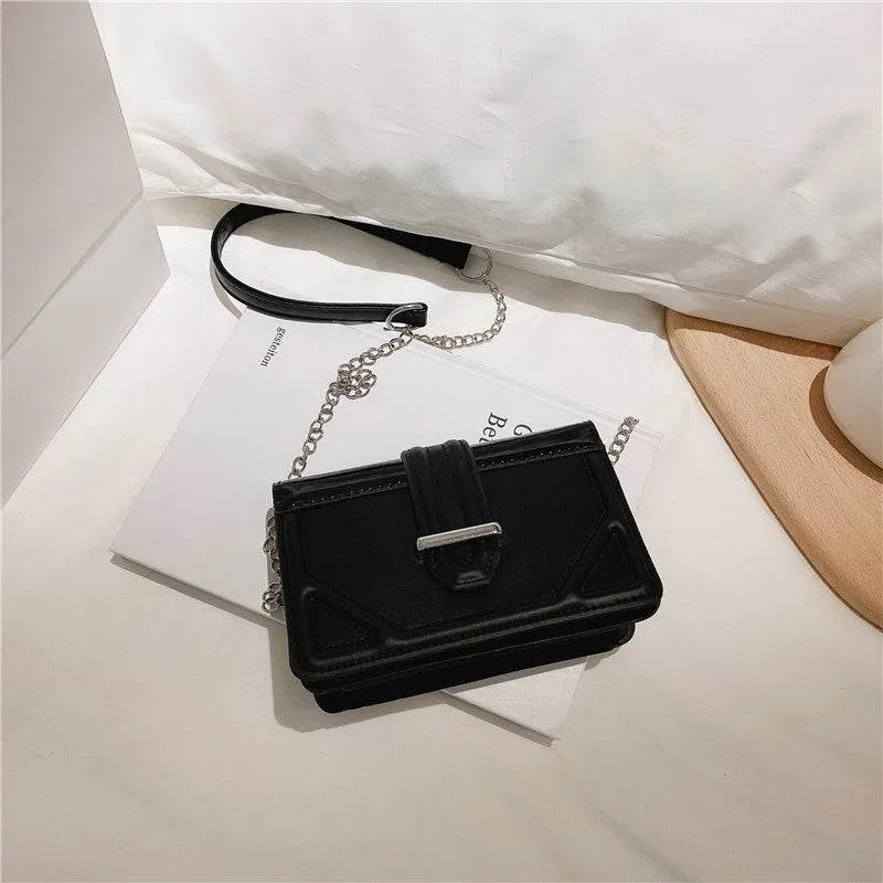 Net red small bag new fashion texture slung women's bag versatile autumn and winter fashion thick chain one shoulder small square bag