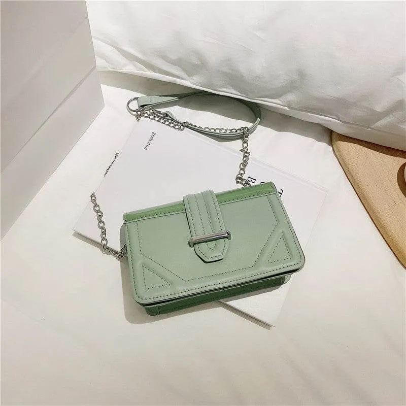 Net red small bag new fashion texture slung women's bag versatile autumn and winter fashion thick chain one shoulder small square bag