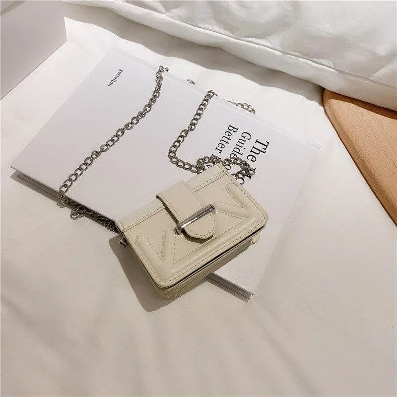 Net red small bag new fashion texture slung women's bag versatile autumn and winter fashion thick chain one shoulder small square bag