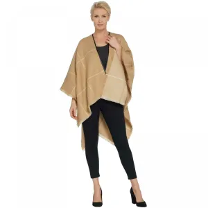 New BROOKE SHIELDS Timeless Ruana With Faux Leather Trim. A343255 One Size Missy