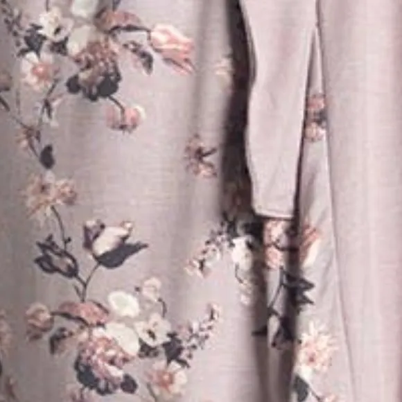 NEW Vince Camuto Women Katia Mauve Bell Sleeve Floral Self Tie Short Mini Robe