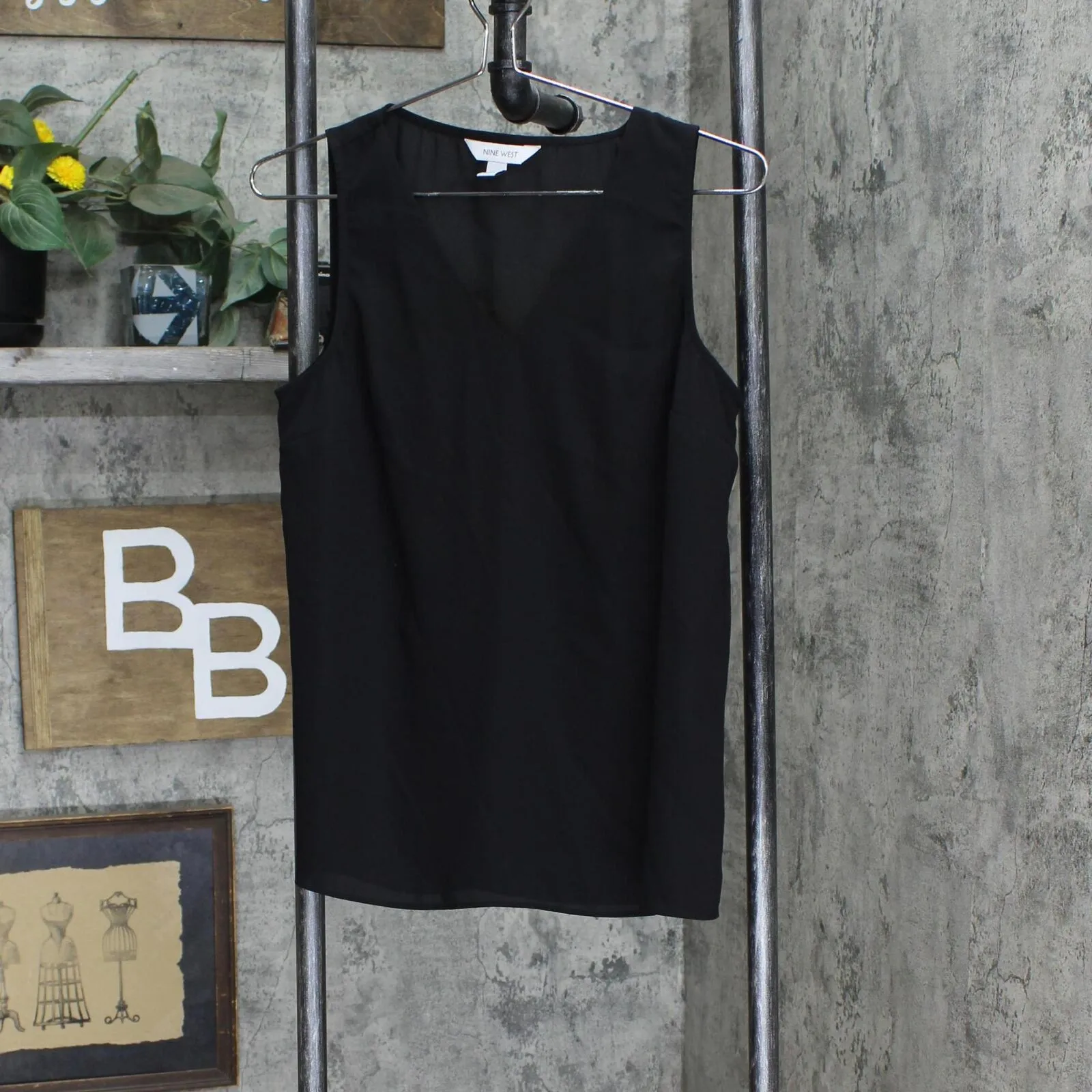 Nine West Womens Sleeveless Woven Blouse Shirt Top 165f6eac3ca809 Black S