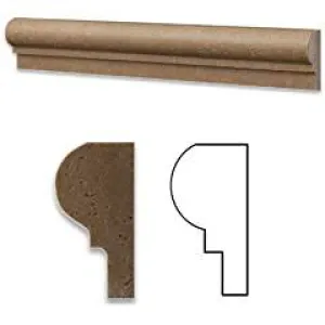 Noce Travertine Honed 2 X 12 OG-1 Chair Rail Liner Trim - Lot of 50 pcs.