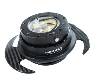 NRG SRK-650CF Black Body/Black Ring w/ Carbon Fiber Handles Quick Release Gen 3.0