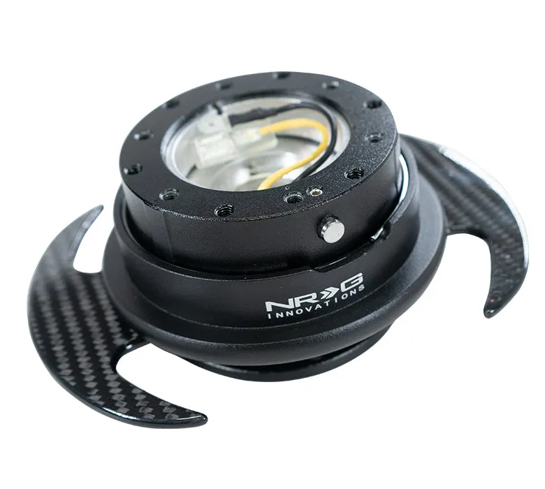 NRG SRK-650CF Black Body/Black Ring w/ Carbon Fiber Handles Quick Release Gen 3.0