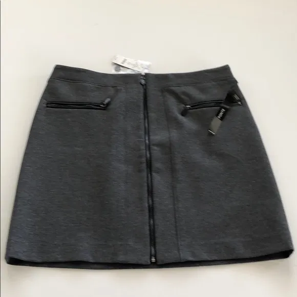 NWT WHBM Zipper Gray Ponte Stretch Mini Skirt 4