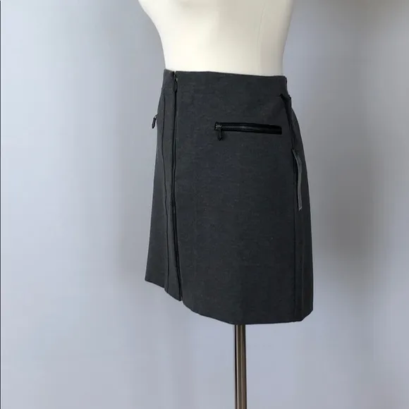 NWT WHBM Zipper Gray Ponte Stretch Mini Skirt 4