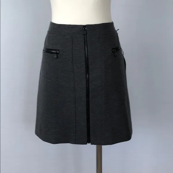 NWT WHBM Zipper Gray Ponte Stretch Mini Skirt 4