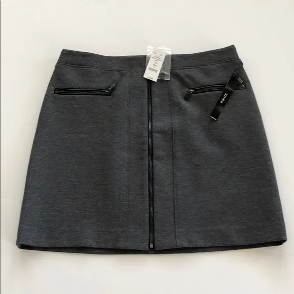 NWT WHBM Zipper Gray Ponte Stretch Mini Skirt 4