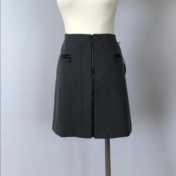 NWT WHBM Zipper Gray Ponte Stretch Mini Skirt 4