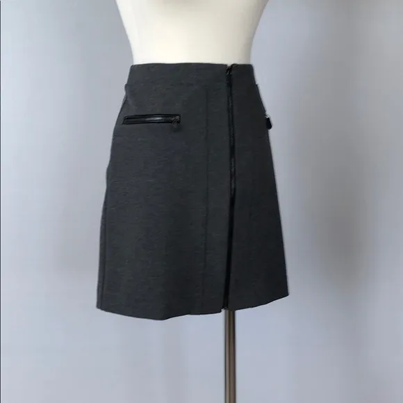 NWT WHBM Zipper Gray Ponte Stretch Mini Skirt 4