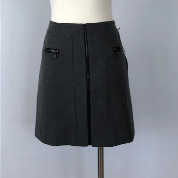 NWT WHBM Zipper Gray Ponte Stretch Mini Skirt 4