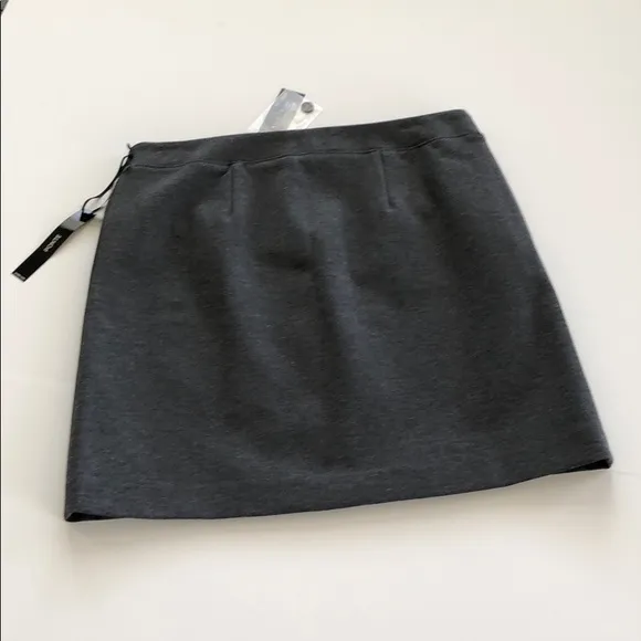 NWT WHBM Zipper Gray Ponte Stretch Mini Skirt 4