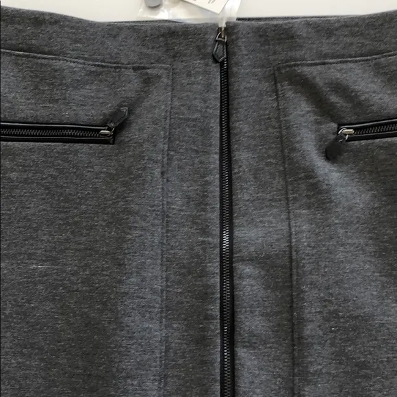 NWT WHBM Zipper Gray Ponte Stretch Mini Skirt 4