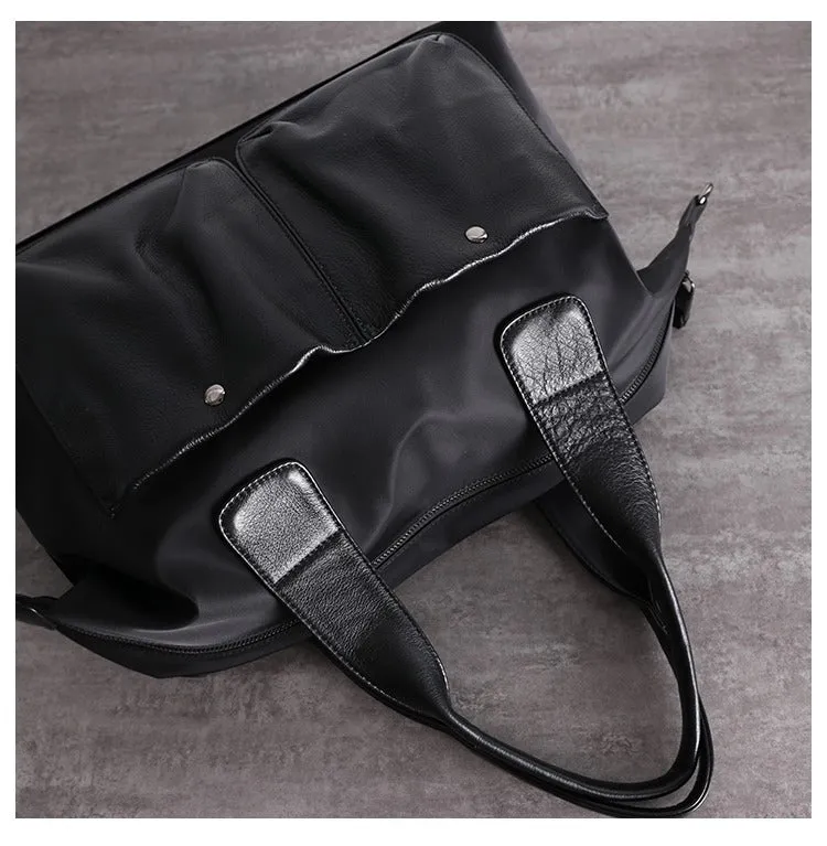 Nylon Leather Travel Purses Womens Large Black Nylon Duffle Bag Nylon Gym Purse for Ladies