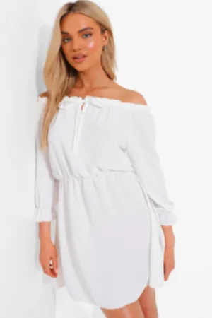 Off Shoulder White Mini Dress