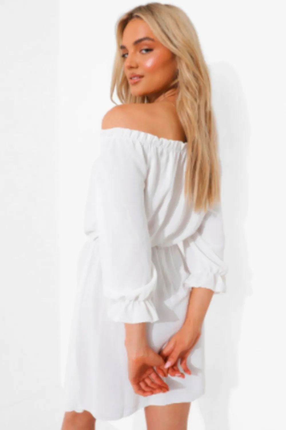 Off Shoulder White Mini Dress