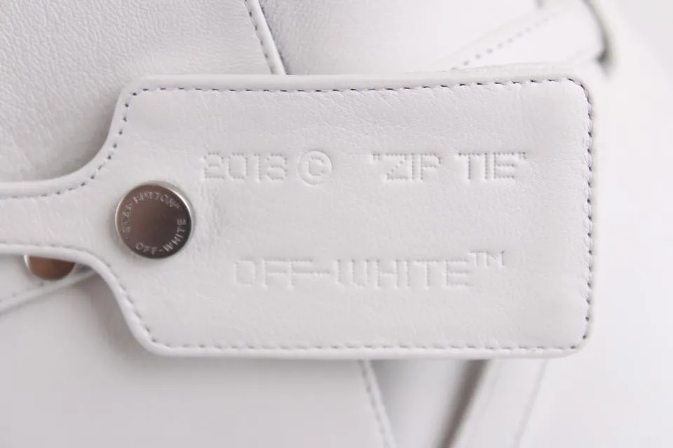Off-White™ SZ 41 White Leather Zip Tie Pointed Toe Bootie 14off1221