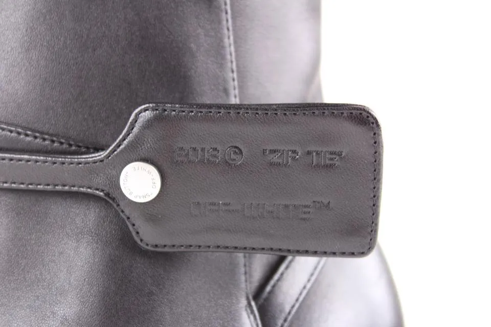 Off-White™  sz39 Black Leather Zip Tie Tag Ziptie Bootie 16off1221