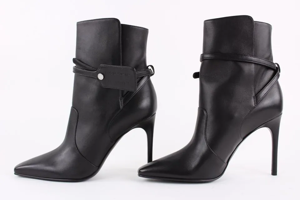 Off-White™  sz39 Black Leather Zip Tie Tag Ziptie Bootie 16off1221