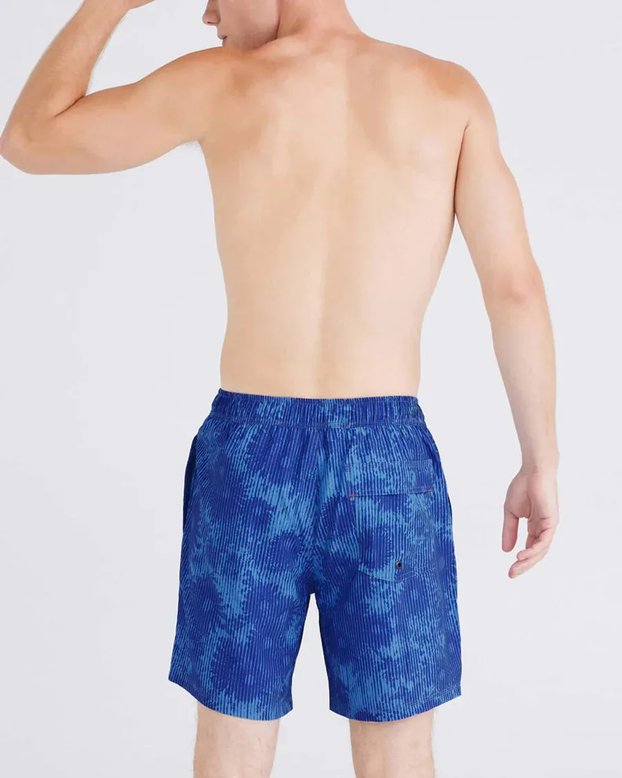 Oh Buoy 2N1 Long Swim Volley Short 7 " - White Noise Daisy Blue