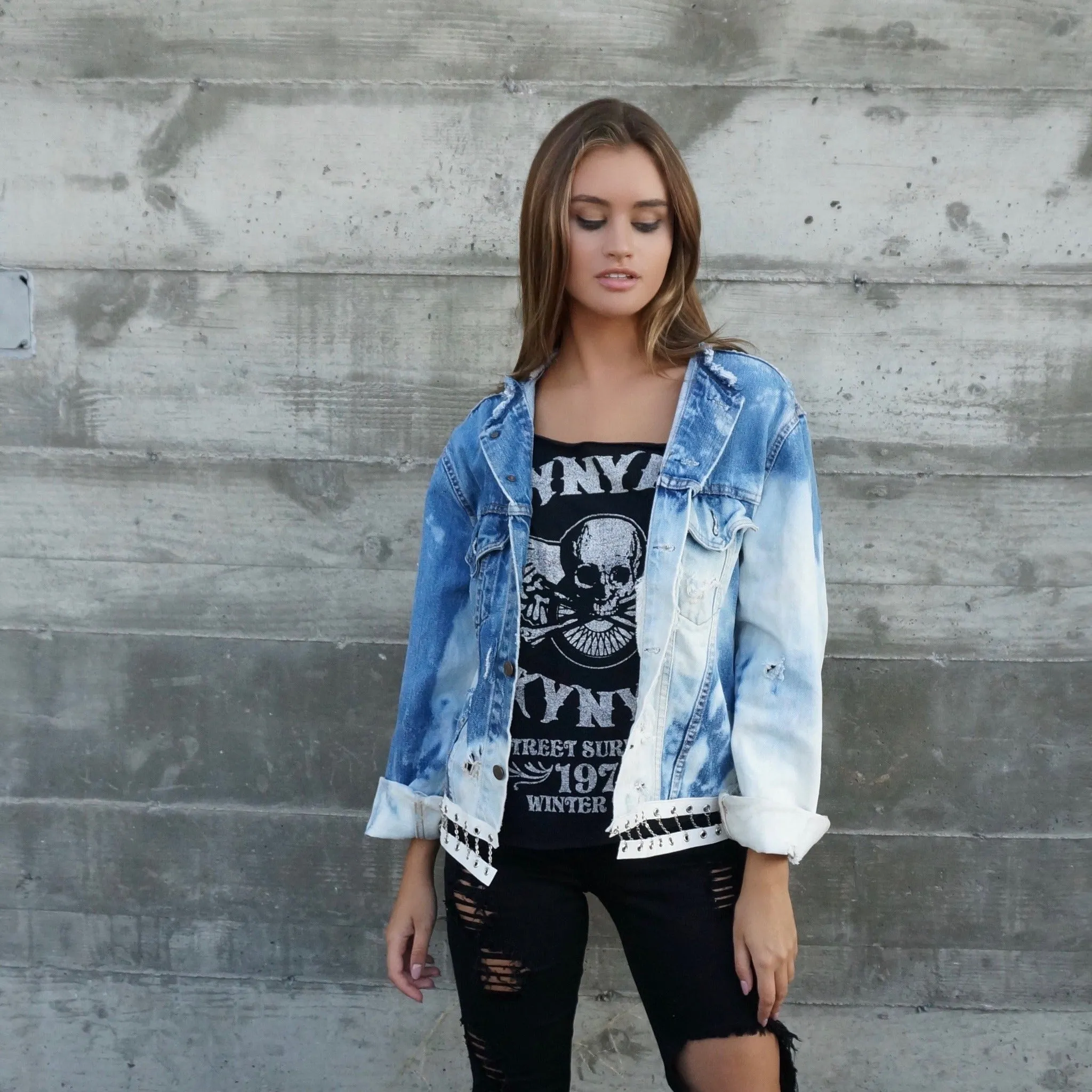 Only With Me Vintage Acid Wash Jacket