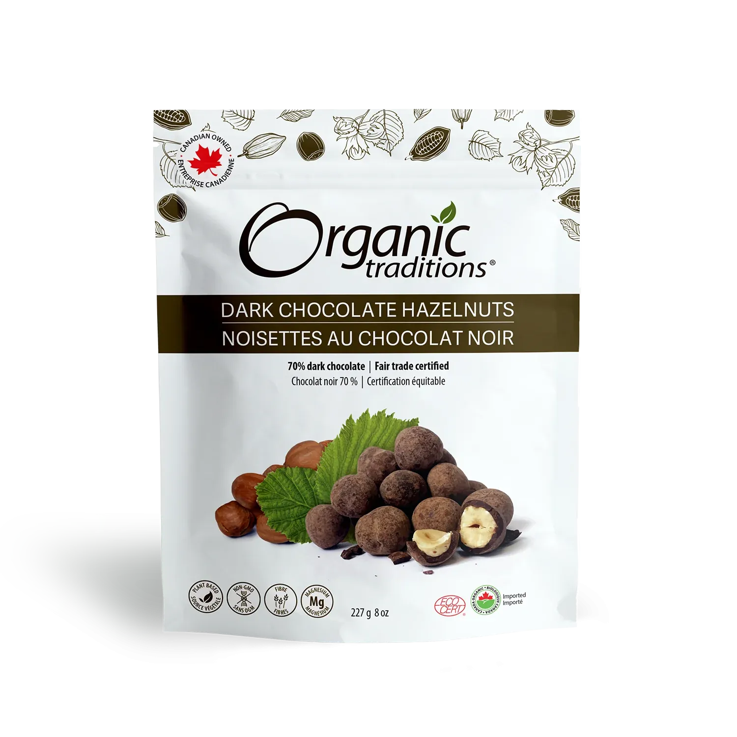 Organic Traditions Hazelnuts Dark Chocolate 227g