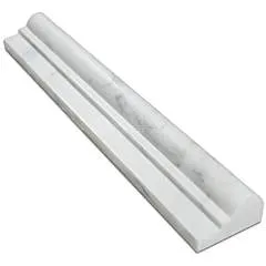 Oriental White (Eastern White) Marble OG-1 Single-Step Chair Rail Molding Trim, Honed
