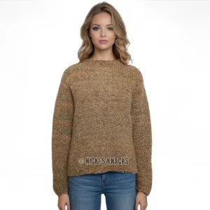 Orvis Wool Boucle Knit Mock Neck Pullover Heavyweight Sweater Green Size XL