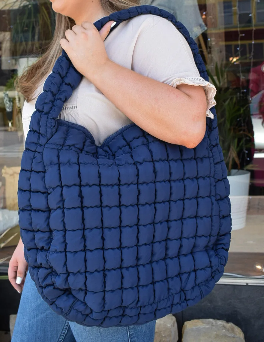 OVERSIZED QUILTED CARRYALL CROSSBODY BAG