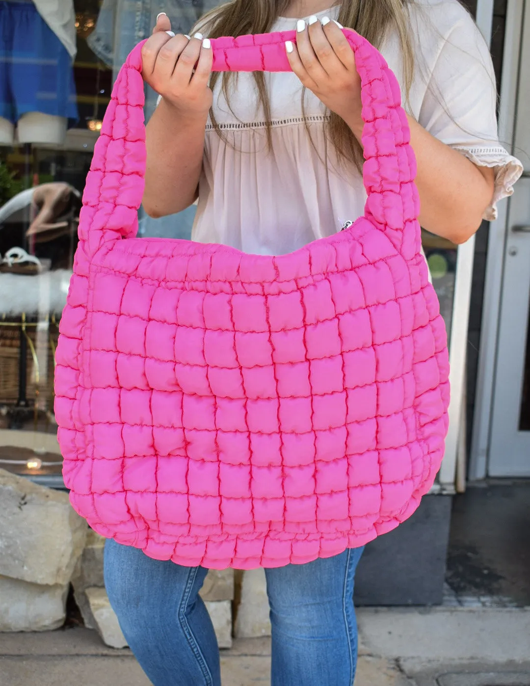 OVERSIZED QUILTED CARRYALL CROSSBODY BAG